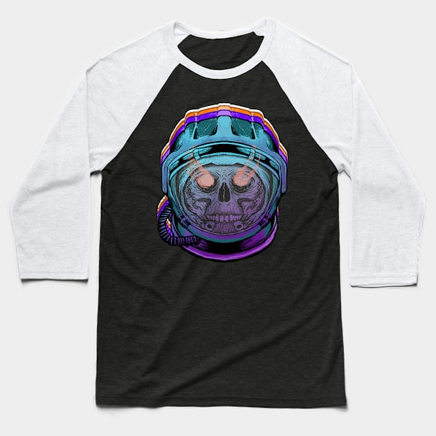 Colorful Skull Astronaut Baseball T-Shirt by DeathAnarchy